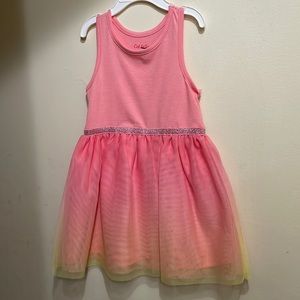 Super cute razorback dress pink sparkly belt fades into a yellow size 2t & 4T